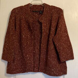 Women's XL Brick Red Open-front Sweater, Preswick & Moore